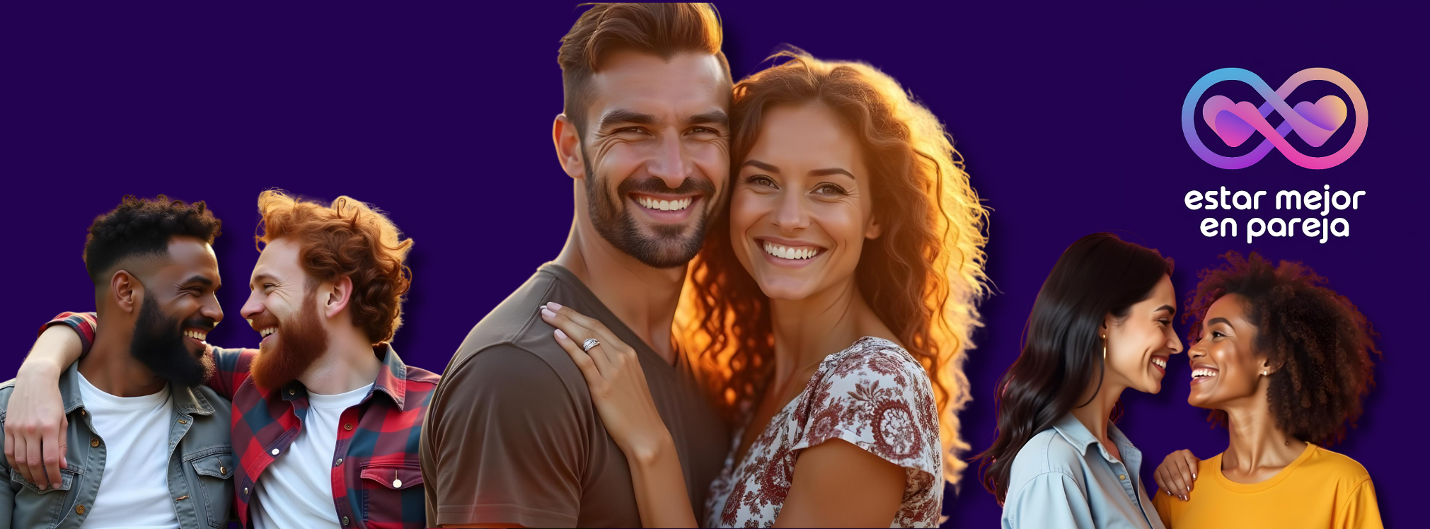 Cabecera, una imagen con difrentes tipos de pareja de la web Estar Mejor en Pareja